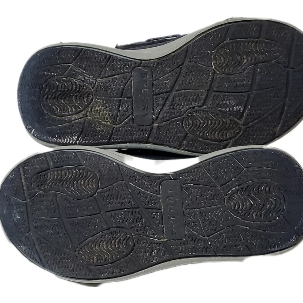 Sperry Top Sider Gamefish Jr. Grey & Blue Leather Loafer Boat Shoe Size 7M Kids